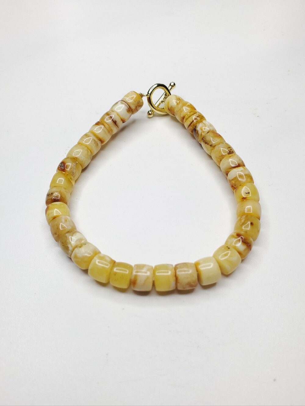 Antique Natural Amber Beads Restrung Bracelet